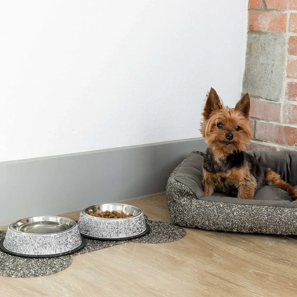 NEW Sparkling Bling Swarovski Crystal Rhinestone Stainless Pet Bowl: Set… - Picture 6 of 6